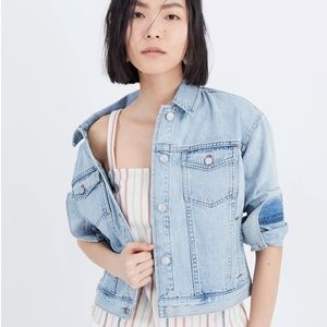 Madewell Boxy Crop Denim Jacket in Fitzgerald Wash (size small)